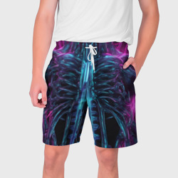 Мужские шорты 3D Инопланетные фиолетовые рёбра скелета
