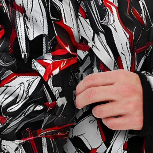 Мужская зимняя куртка 3D Красная Кибернетическая броня, цвет светло-серый - фото 6