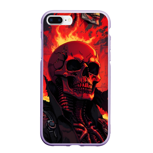 Чехол для iPhone 7Plus/8 Plus матовый с принтом Скелет в огне, вид спереди #2