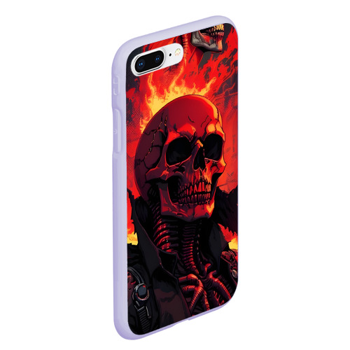 Чехол для iPhone 7Plus/8 Plus матовый с принтом Скелет в огне, вид сбоку #3