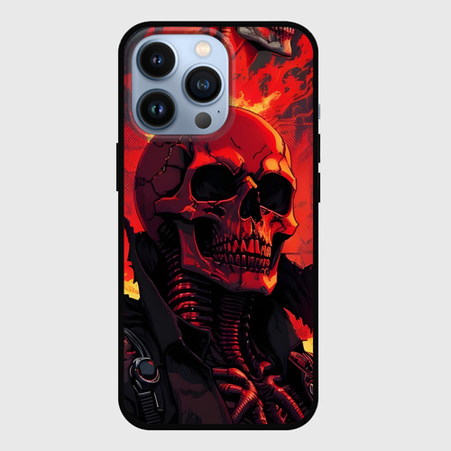 Чехол для iPhone 13 Pro с принтом Скелет в огне, вид спереди #2