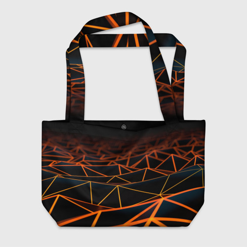 Пляжная сумка 3D Черные треугольники на оранжевом фоне