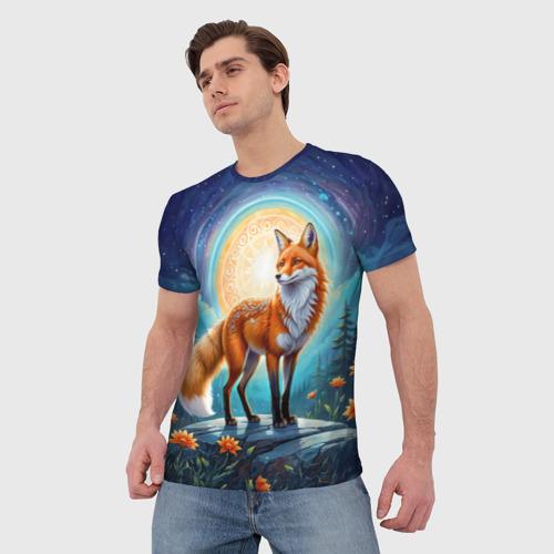 Мужская футболка 3D с принтом Мистическая лиса тотем лисы, фото на моделе #1
