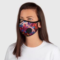 Маска из неопрена Разноцветные бабочки - розовые цветы - фото 2