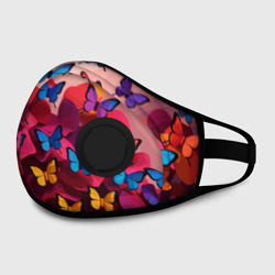Маска из неопрена Разноцветные бабочки - розовые цветы