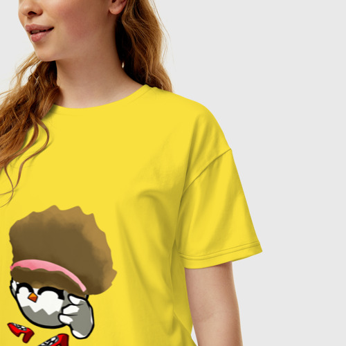 Женская футболка хлопок Oversize с принтом Мама цыплят Chicken Gun, фото на моделе #1