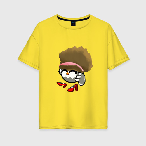Женская футболка хлопок Oversize с принтом Мама цыплят Chicken Gun, вид спереди #2
