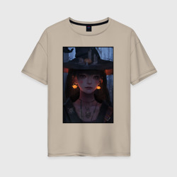 Женская футболка хлопок Oversize Ведьма - хэллоуин 