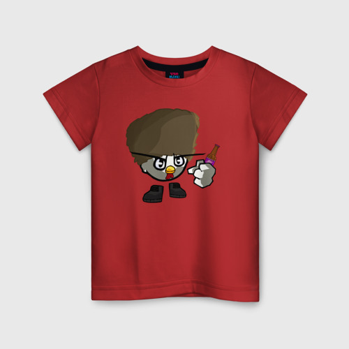 Детская футболка хлопок Нефарио Chicken Gun, цвет красный