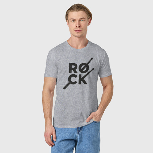 Мужская футболка хлопок Рок барабанщик, цвет меланж - фото 3