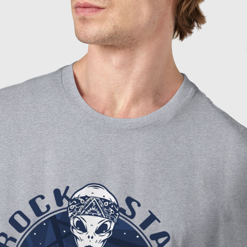 Мужская футболка хлопок Rock star space music, цвет меланж - фото 6