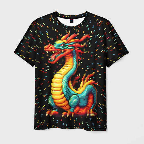Мужская футболка 3D Пиксельный дракон, цвет 3D печать