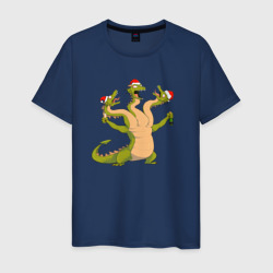 Мужская футболка хлопок Новогодний зеленый дракон Горыныч