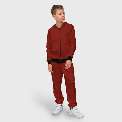 Детский 3D костюм с принтом Однотонный тёмно-красный текстура, фото на моделе #1