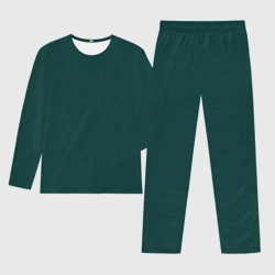 Мужской костюм для дома 3D Тёмно-зелёный однотонный текстура