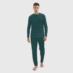 Мужской костюм для дома 3D Тёмно-зелёный однотонный текстура - фото 2