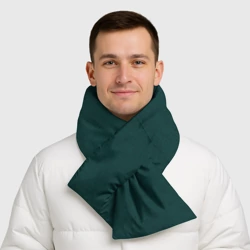 Шарф-пуховик 3D Тёмно-зелёный однотонный текстура - фото 2