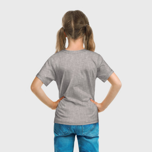 Детская футболка 3D с принтом Текстура серо-бежевый однотонный, вид сзади #2