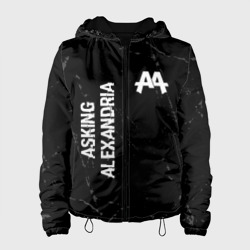 Женская куртка 3D Asking Alexandria glitch на темном фоне вертикально