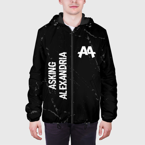 Мужская куртка 3D Asking Alexandria glitch на темном фоне вертикально, цвет 3D печать - фото 4