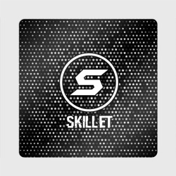 Магнит виниловый Квадрат Skillet glitch на темном фоне