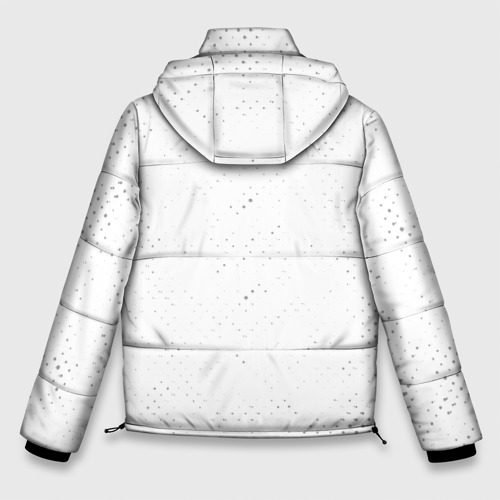 Мужская зимняя куртка 3D с принтом Thousand Foot Krutch glitch на светлом фоне по-вертикали, вид сзади #1