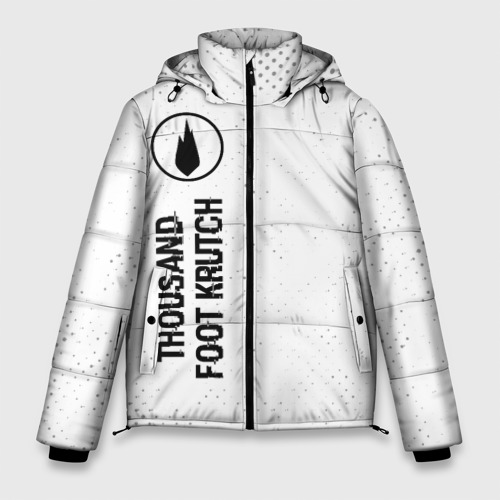 Мужская зимняя куртка 3D с принтом Thousand Foot Krutch glitch на светлом фоне по-вертикали, вид спереди #2
