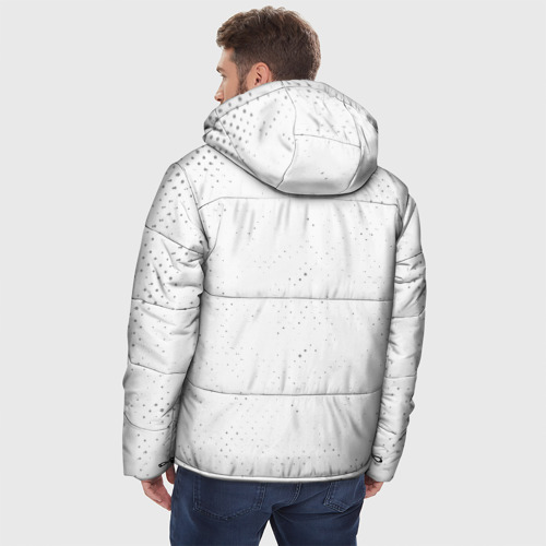 Мужская зимняя куртка 3D с принтом Thousand Foot Krutch glitch на светлом фоне по-вертикали, вид сзади #2