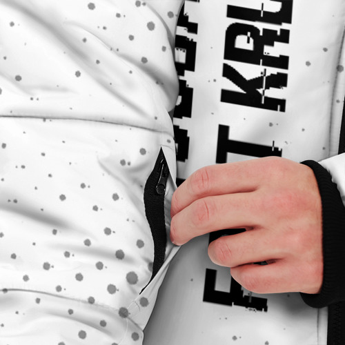 Мужская зимняя куртка 3D с принтом Thousand Foot Krutch glitch на светлом фоне по-вертикали, вид сбоку #3
