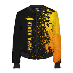 Женский бомбер 3D Papa Roach - gold gradient по-вертикали