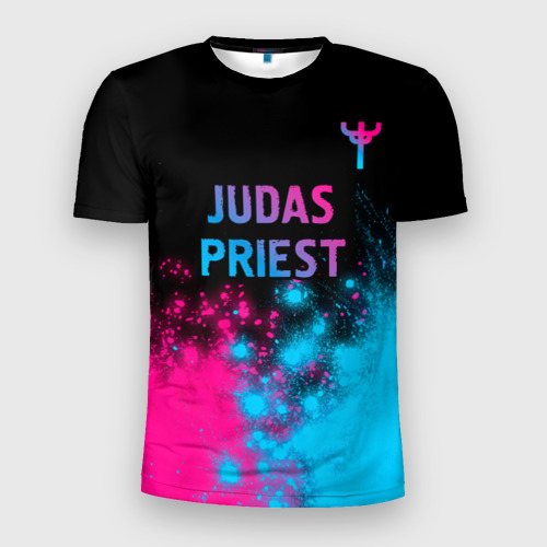 Мужская футболка 3D Slim Judas Priest - neon gradient посередине, цвет 3D печать