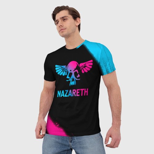 Мужская футболка 3D Nazareth - neon gradient, цвет 3D печать - фото 3