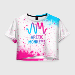 Женская футболка Crop-top 3D Arctic Monkeys neon gradient style