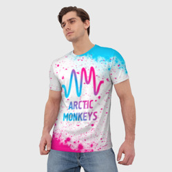 Мужская футболка 3D Arctic Monkeys neon gradient style - фото 2