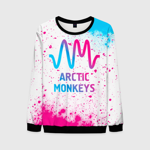 Мужской свитшот 3D Arctic Monkeys neon gradient style, цвет черный