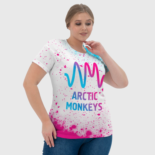Женская футболка 3D Arctic Monkeys neon gradient style, цвет 3D печать - фото 6