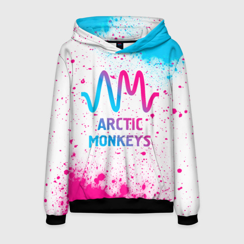 Мужская толстовка 3D Arctic Monkeys neon gradient style, цвет черный