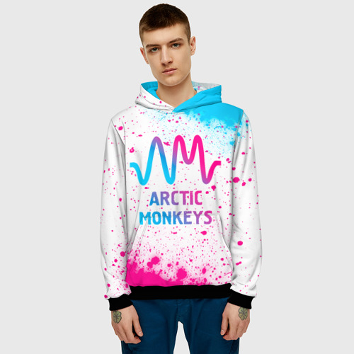 Мужская толстовка 3D Arctic Monkeys neon gradient style, цвет черный - фото 3