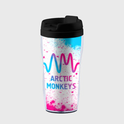 Термокружка-непроливайка Arctic Monkeys neon gradient style