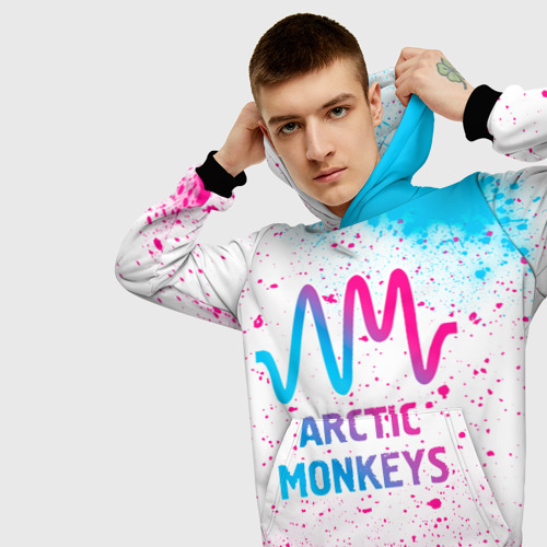 Мужская толстовка 3D Arctic Monkeys neon gradient style, цвет черный - фото 5