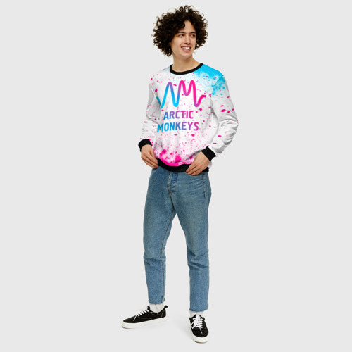 Мужской свитшот 3D Arctic Monkeys neon gradient style, цвет черный - фото 5