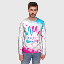 Мужской лонгслив 3D Arctic Monkeys neon gradient style - фото 2