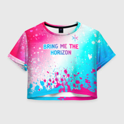 Женская футболка Crop-top 3D Bring Me the Horizon neon gradient style посередине