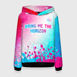 Женская толстовка 3D Bring Me the Horizon neon gradient style посередине