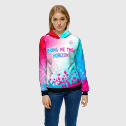 Женская толстовка 3D Bring Me the Horizon neon gradient style посередине - фото 2