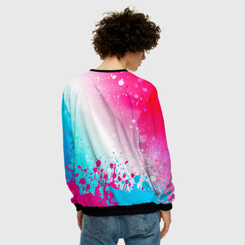 Мужской свитшот 3D Bring Me the Horizon neon gradient style посередине, цвет черный - фото 4