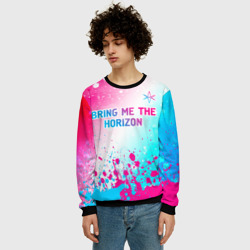 Мужской свитшот 3D Bring Me the Horizon neon gradient style посередине - фото 2