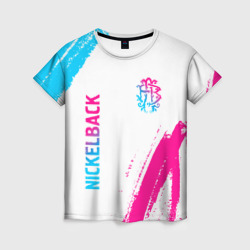 Женская футболка 3D Nickelback neon gradient style вертикально