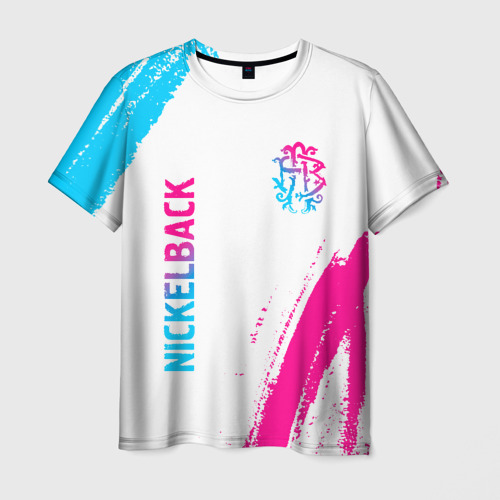 Мужская футболка 3D Nickelback neon gradient style вертикально, цвет 3D печать