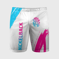Мужские шорты спортивные Nickelback neon gradient style вертикально